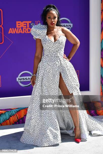 Remy Ma arrives to the 2018 BET Awards held at Microsoft Theater on June 24, 2018 in Los Angeles, California.