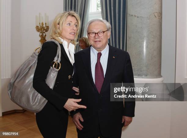 Hubert Burda, head of the Hubert Burda Media Holding and his wife Maria Furtwaengler arrive at Bellevue palace on May 3, 2010 in Berlin, Germany....