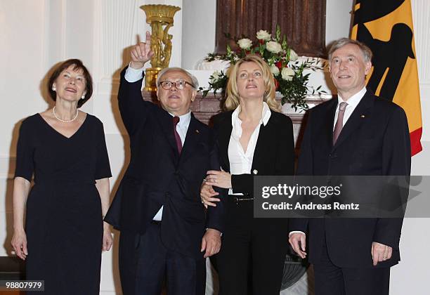 First lady Eva Luise Koehler, Hubert Burda, head of the Hubert Burda Media Holding with his wife Maria Furtwaengler and German President Horst...