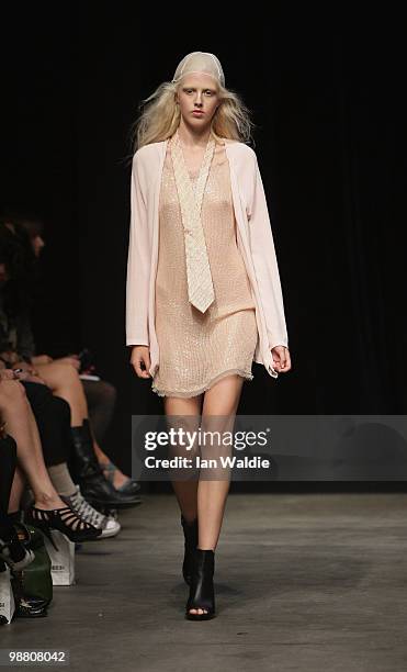 Model showcases designs by Zambesi on the catwalk on the first day of Rosemount Australian Fashion Week Spring/Summer 2010/11 at the Overseas...