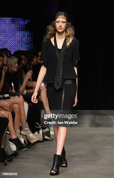 Model showcases designs by Zambesi on the catwalk on the first day of Rosemount Australian Fashion Week Spring/Summer 2010/11 at the Overseas...