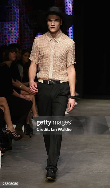 Model showcases designs by Zambesi on the catwalk on the first day of Rosemount Australian Fashion Week Spring/Summer 2010/11 at the Overseas...