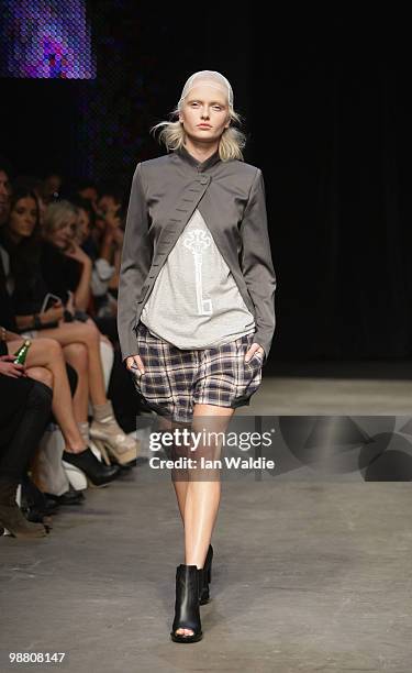 Model showcases designs by Zambesi on the catwalk on the first day of Rosemount Australian Fashion Week Spring/Summer 2010/11 at the Overseas...