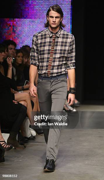 Model showcases designs by Zambesi on the catwalk on the first day of Rosemount Australian Fashion Week Spring/Summer 2010/11 at the Overseas...