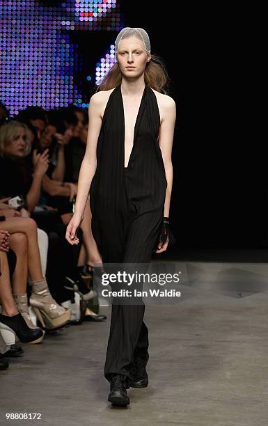 Model showcases designs by Zambesi on the catwalk on the first day of Rosemount Australian Fashion Week Spring/Summer 2010/11 at the Overseas...