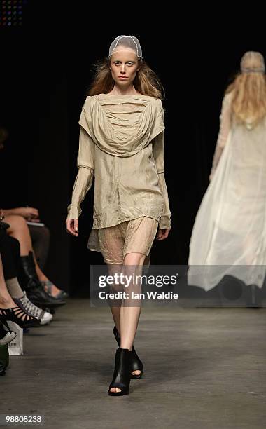 Model showcases designs by Zambesi on the catwalk on the first day of Rosemount Australian Fashion Week Spring/Summer 2010/11 at the Overseas...