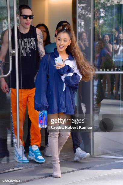 Ariana Grande and Pete Davidson seen out and about in Manhattan on June 29, 2018 in New York City.