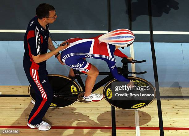 Wendy Houvenaghel takes part in training for the UCI Track Cycling World Championships at the Ballerup Super Arena on March 24, 2010 in Copenhagen,...