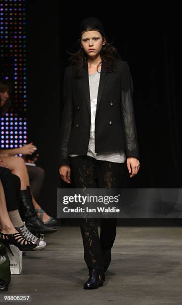 Model showcases designs by Zambesi on the catwalk on the first day of Rosemount Australian Fashion Week Spring/Summer 2010/11 at the Overseas...