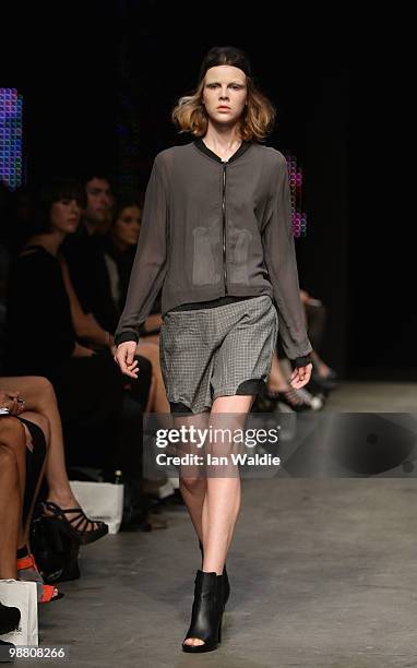 Model showcases designs by Zambesi on the catwalk on the first day of Rosemount Australian Fashion Week Spring/Summer 2010/11 at the Overseas...