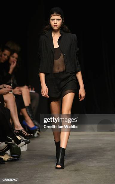 Model showcases designs by Zambesi on the catwalk on the first day of Rosemount Australian Fashion Week Spring/Summer 2010/11 at the Overseas...