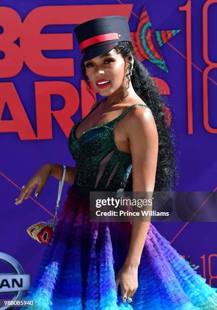 Janelle Monae arrives to the 2018 BET Awards held at Microsoft Theater on June 24, 2018 in Los Angeles, California.