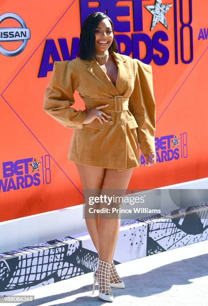 Singer Ashanti arrives to the 2018 BET Awards held at Microsoft Theater on June 24, 2018 in Los Angeles, California.