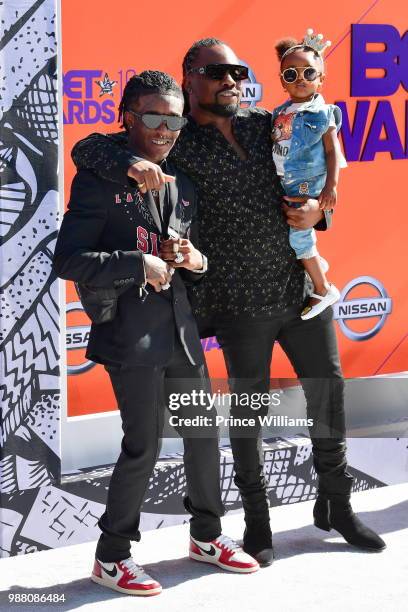 Lil Uzi Vert and Wale arrive to the 2018 BET Awards held at Microsoft Theater on June 24, 2018 in Los Angeles, California.