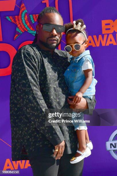 Wale arrives to the 2018 BET Awards held at Microsoft Theater on June 24, 2018 in Los Angeles, California.