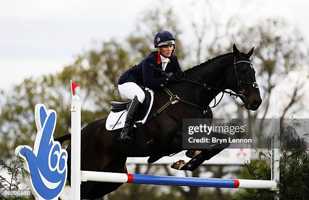 Zara Phillips of Great Britain rides Glenbuck during the Jumping Test on day four of Badminton Horse Trials on May 3, 2010 in Badminton, England.