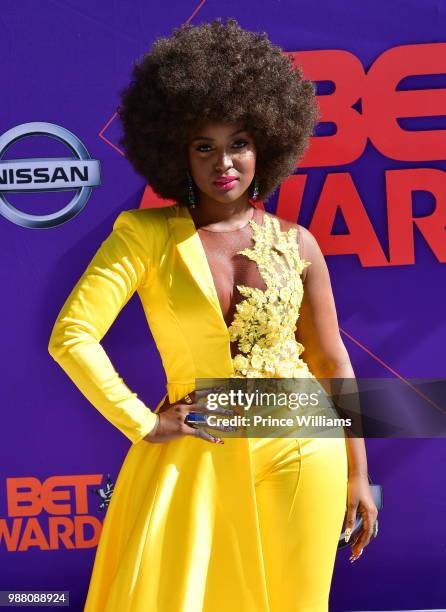 Amara La Negra arrives to the 2018 BET Awards held at Microsoft Theater on June 24, 2018 in Los Angeles, California.