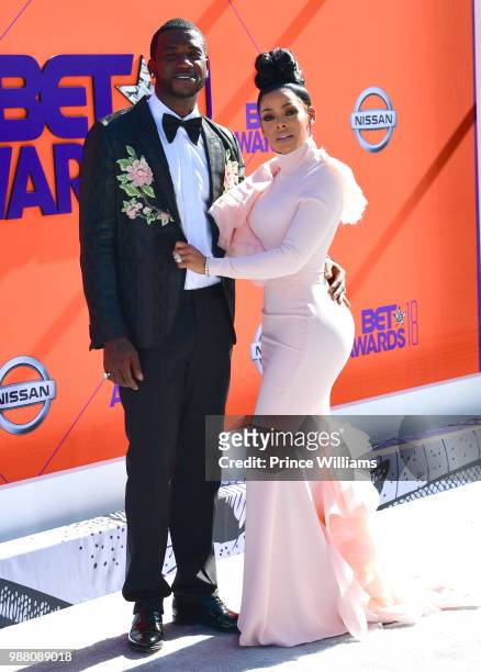 Gucci Mane and Keyshia Ka'oir arrive to the 2018 BET Awards held at Microsoft Theater on June 24, 2018 in Los Angeles, California.