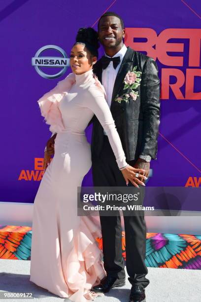 Gucci Mane and Keyshia Ka'oir arrive to the 2018 BET Awards held at Microsoft Theater on June 24, 2018 in Los Angeles, California.