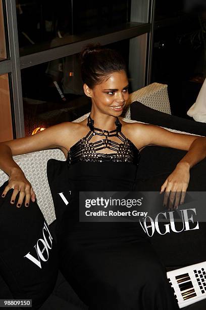 Model Samantha Harris attends the Vogue Party on the first day of Rosemount Australian Fashion Week at the Rosemount VIP Bar, Circular Quay on May 3,...