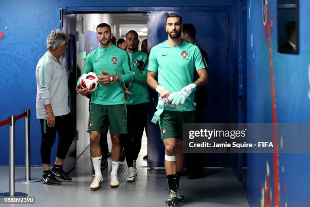 Rui Patricio of Portugal walks out for the warm up prior to the 2018 FIFA World Cup Russia Round of 16 match between Uruguay and Portugal at Fisht...