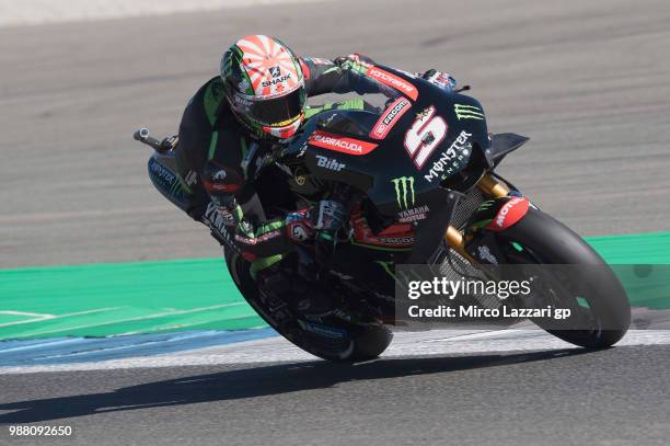 Johann Zarco of France and Monster Yamaha Tech 3 heads down a straight during the Qualifying practice during the MotoGP Netherlands - Qualifying on...