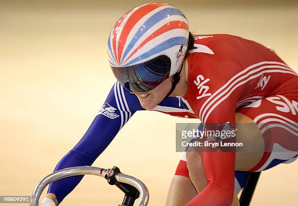 Victoria Pendleton of Great Britain takes part in the Women's Team Sprint on Day Two of the UCI Track Cycling World Championships at the Ballerup...