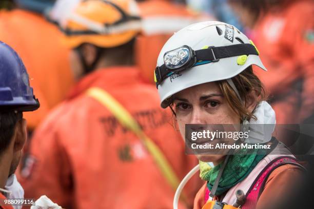 Rescuer looks on after the magnitude 7.1 earthquake that jolted central Mexico damaging buildings, knocking out power and causing alarm throughout...