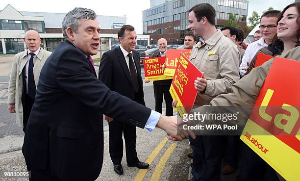 British Prime Minister Gordon Brown, meets with Labour supporters at Abby Couriers on May 3, 2010 in Basildon, England. The General Election, to be...