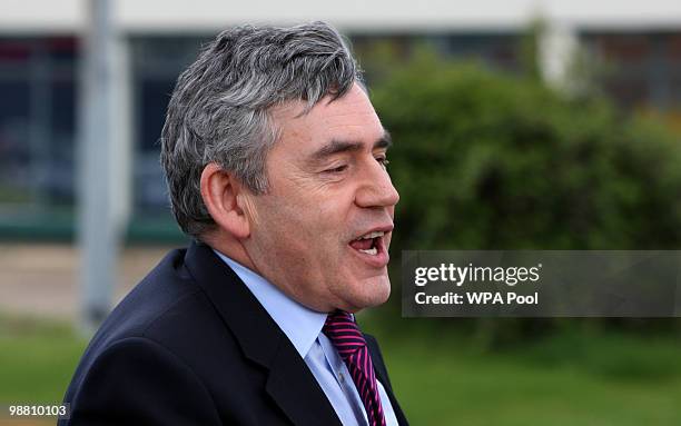 British Prime Minister Gordon Brown, meets with constituents at Abby Couriers on May 3, 2010 in Basildon, England. The General Election, to be held...