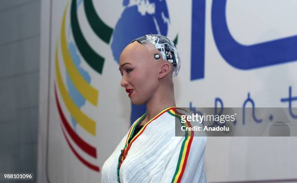 Humanoid Robot Sophia is seen during the opening ceremony of "ICT Expo Ethiopia" in Addis Ababa, Ethiopia on June 30, 2018. Sophia, has been...