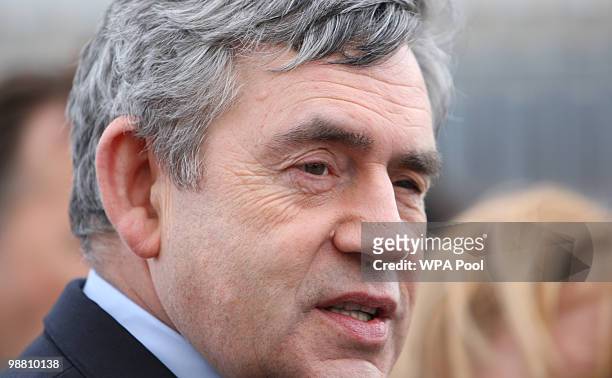 British Prime Minister Gordon Brown, meets with constituents at Abby Couriers on May 3, 2010 in Basildon, England. The General Election, to be held...
