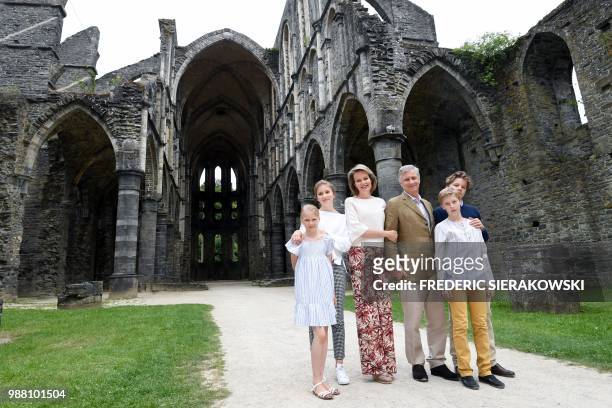 Belgium's Princess Eleonore, Crown Princess Elisabeth, Queen Mathilde of Belgium, King Philippe - Filip of Belgium, Prince Emmanuel and Prince...