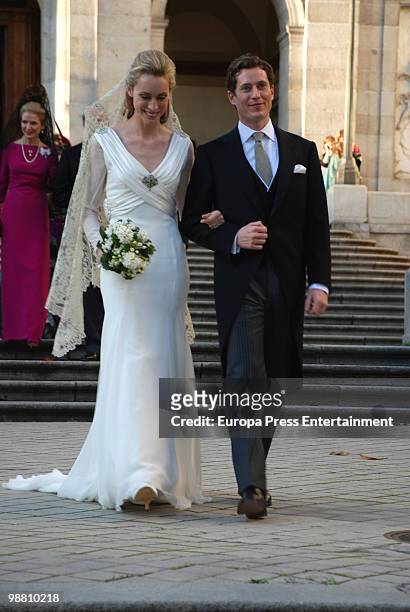 Pepito Marquez y Gonzalez de Gregorio, Duchess of Fernandina's son, and Edina Zichy, Earl of Zichy's daughter at their wedding, on May 3, 2010 in...