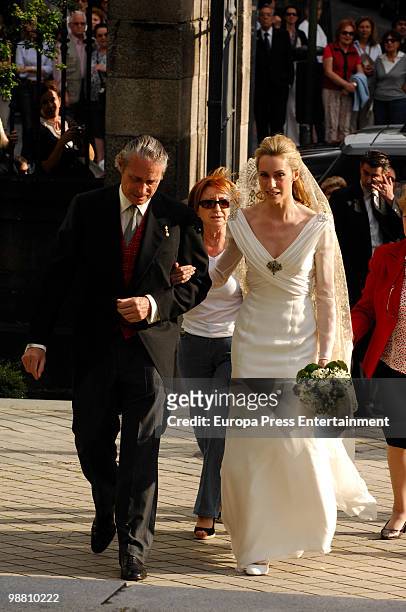 The earl Imre Zichy de Zich et Vasonykeo and his daughter and bride Edina Zichy at her wedding with Pepito Marquez y Gonzalez de Gregorio, Duchess of...