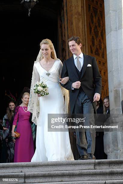 Pepito Marquez y Gonzalez de Gregorio, Duchess of Fernandina's son, and Edina Zichy, Earl of Zichy's daughter at their wedding, on May 3, 2010 in...