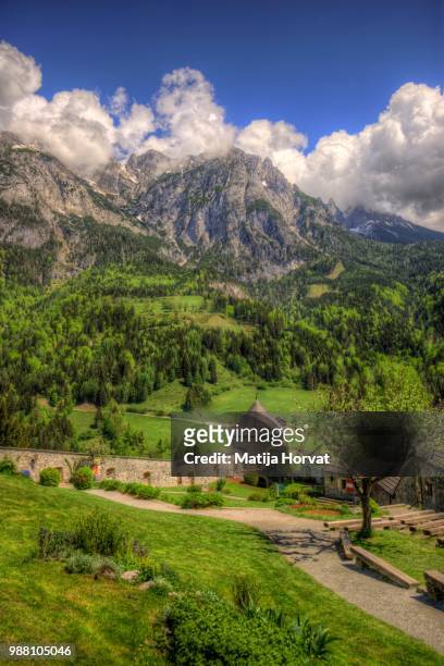 view from hohenwerfen castle - hohenwerfen castle stock pictures, royalty-free photos & images