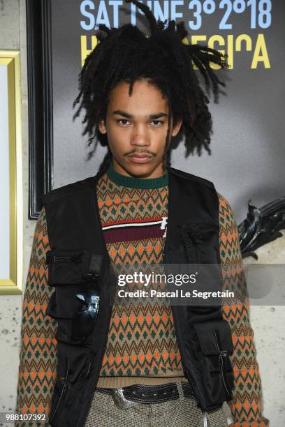 Luka Sabbat attends Miu Miu 2019 Cruise Collection Show at Hotel Regina on June 30, 2018 in Paris, France.