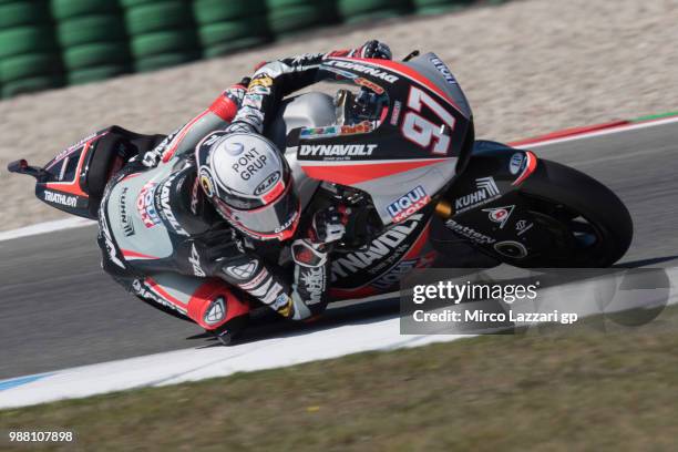 Xavi Vierge of Spain and Dynavolt Intact GP rounds the bend during the Moto2 Qualifying practice during the MotoGP Netherlands - Qualifying on June...