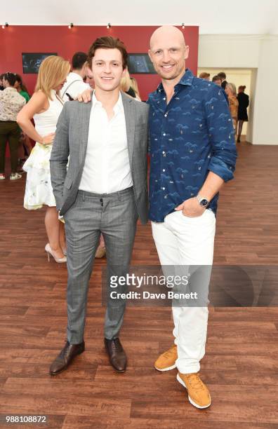 Tom Holland and Matt Dawson attend the Audi Polo Challenge at Coworth Park Polo Club on June 30, 2018 in Ascot, England.