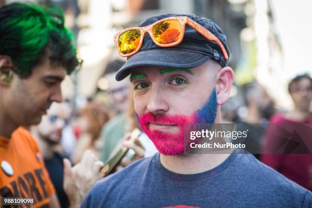 Milano Pride 2018. Two hundred thousand people walking on the street of Milan for gay, lesbian and diversity right in Milan, Italy, on 30 June 2018.