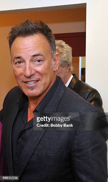 Bruce Springsteen poses backstage at the 3rd Annual New Jersey Hall of Fame Induction Ceremony at the New Jersey Performing Arts Center on May 2,...