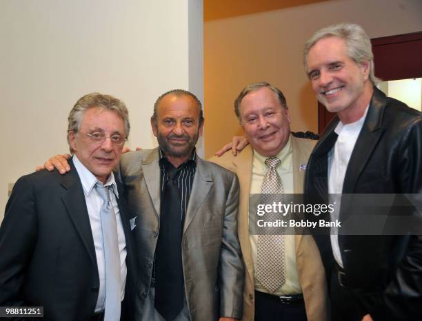 Frankie Valli, Joe Pesci, Joe Grano and Bob Gaudio backstage at the 3rd Annual New Jersey Hall of Fame Induction Ceremony at the New Jersey...