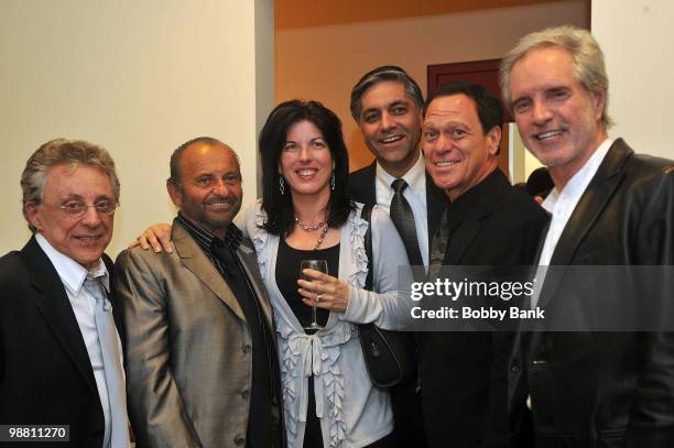 Frankie Valli, Joe Pesci, Danielle Gaudio Lalehzar, Sal Lalehzar, Joe Piscopo and Bob Gaudio pose backstage at the 3rd Annual New Jersey Hall of Fame...