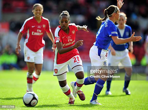 Danielle Carter of Arsenal is tackled by Fara Williams of Everton during the Final of the FA Womens Cup, Sponsored by E.ON, between Arsenal and...