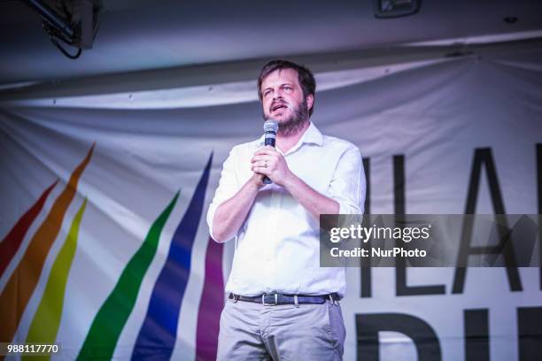 Pierfrancesco Majorino councilor for social policies of Milan during Milano Pride 2018. Two hundred thousand people walking on the street of Milan...