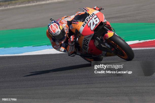 Dani Pedrosa of Spain and Repsol Honda Team rounds the bend during the Qualifying practice during the MotoGP Netherlands - Qualifying on June 30,...