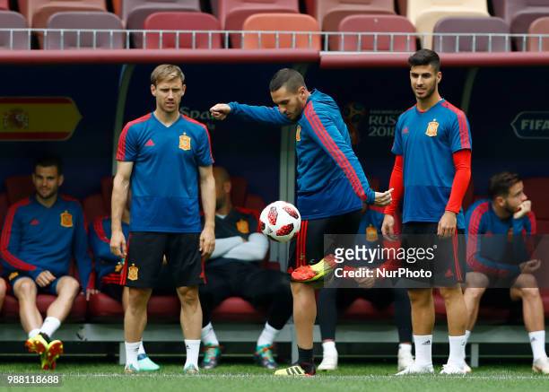 Spain press conference - FIFA World Cup Russia 2018 Nacho Monreal, Koke and Marcos Asensio at Luzhniki Stadium in Moscow, Russia on June 30, 2018.
