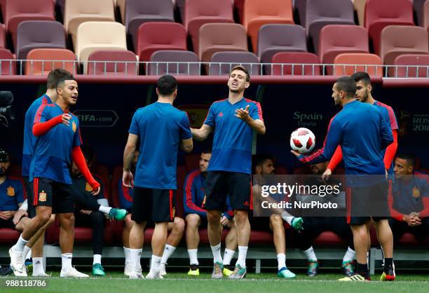 Spain press conference - FIFA World Cup Russia 2018 Thiago Alcantara and Nacho Monreal at Luzhniki Stadium in Moscow, Russia on June 30, 2018.