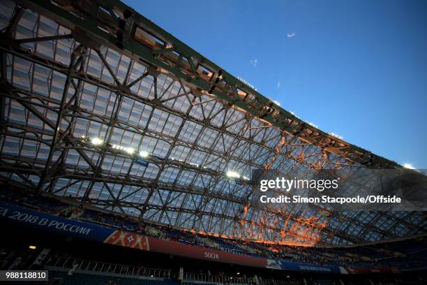 General view of Fisht Stadium as sunlight falls on the roof during the 2018 FIFA World Cup Russia Round of 16 match between Uruguay and Portugal at...